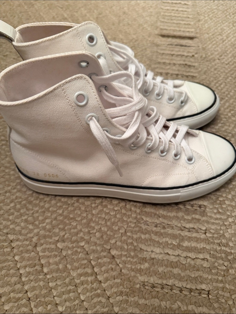 Common Projects High-Top Canvas Sneakers in Off-White